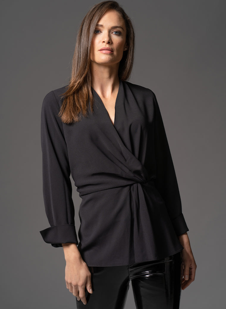 Valetta Black Knot Front V-Neck Shirt ...